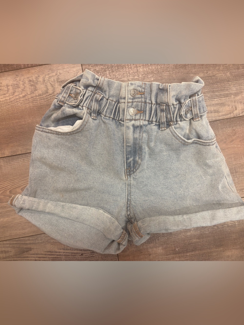 Almost Famous Light Blue Paperbag Waist Denim Shorts
